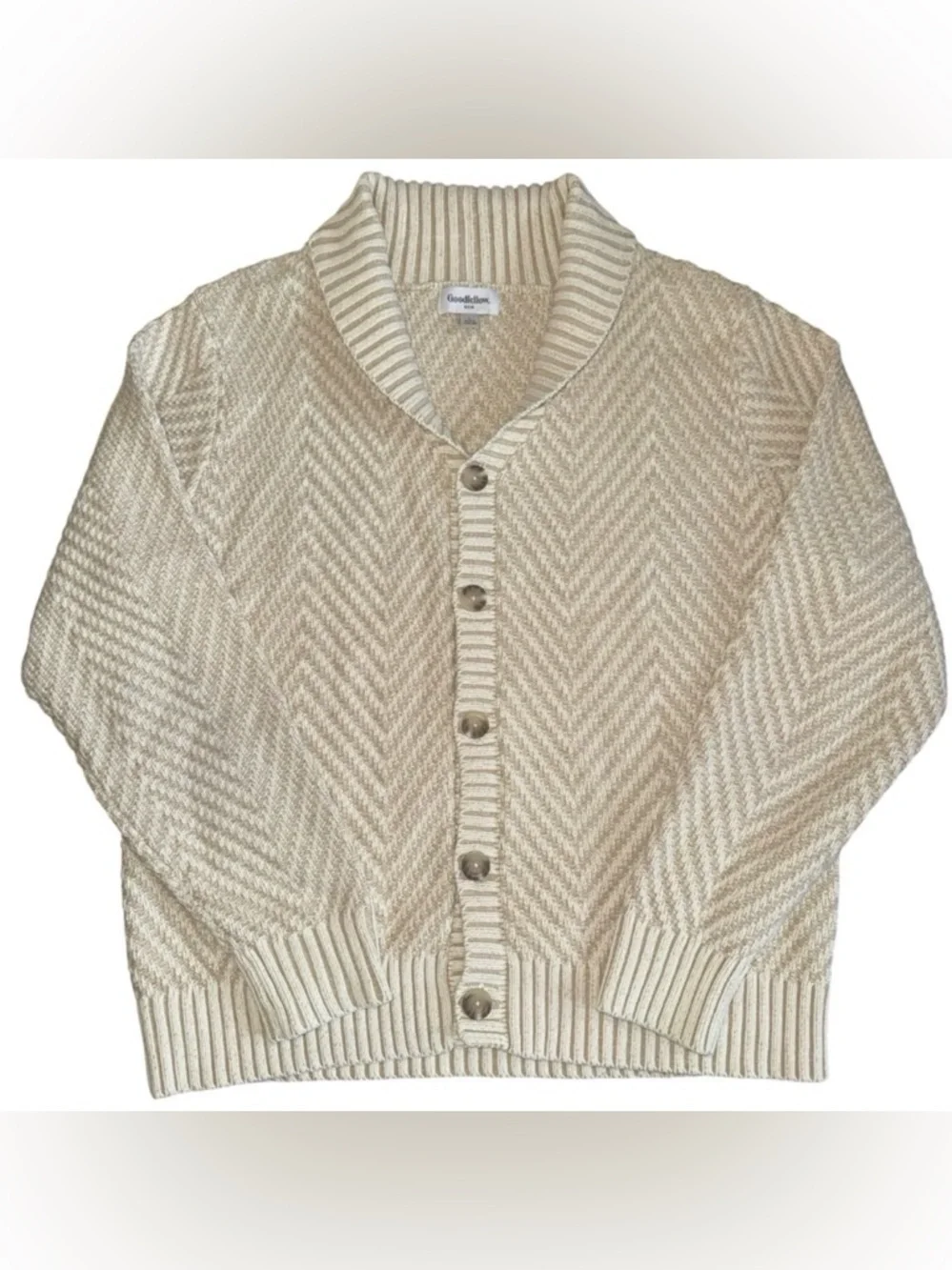 Goodfellow Shawl Cardigan Sweater Mens Large Cream Chunky Knit Button NWOT